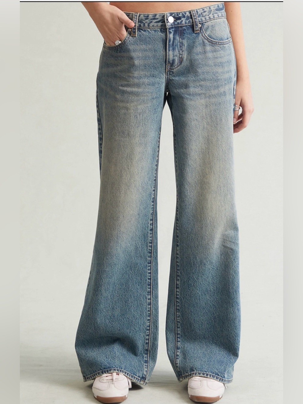 PacSun Two-Tone Light & Medium Blue Wide Leg Jeans